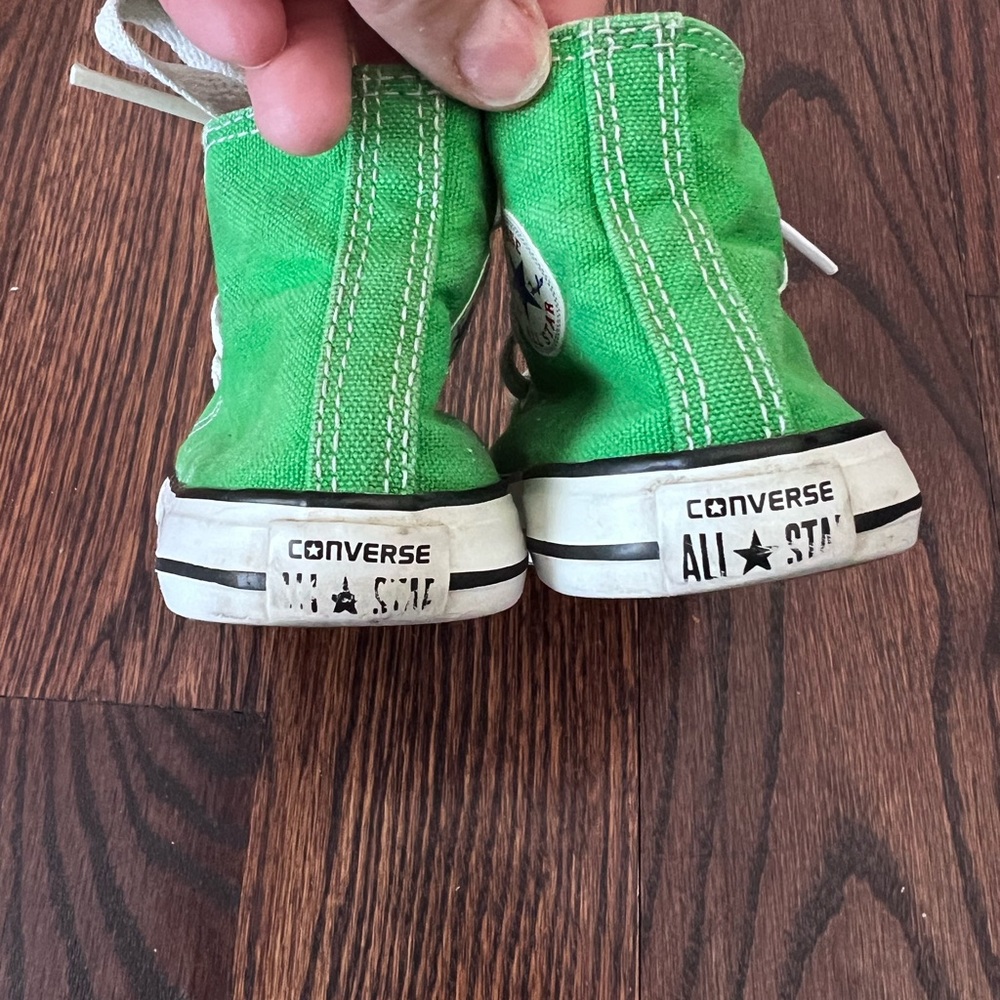 Kids Green Canvas Converse High-Top Sneakers - Classic Lace-Up - Picture 4 of 5